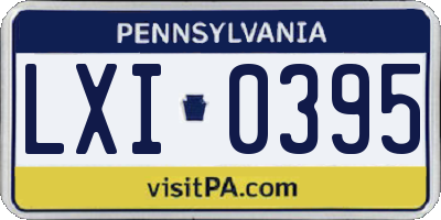 PA license plate LXI0395