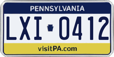 PA license plate LXI0412