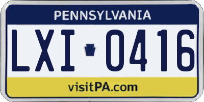 PA license plate LXI0416