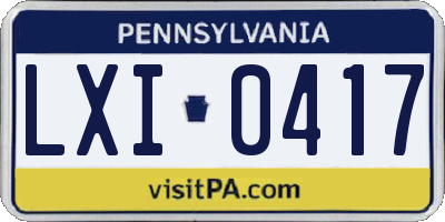 PA license plate LXI0417