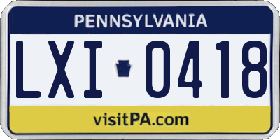 PA license plate LXI0418