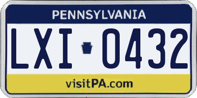 PA license plate LXI0432