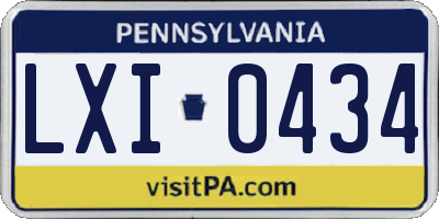 PA license plate LXI0434