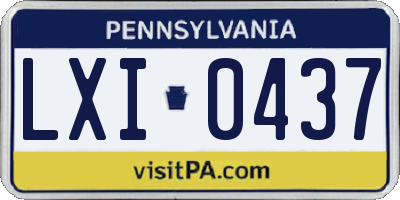 PA license plate LXI0437