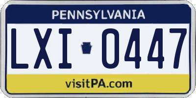 PA license plate LXI0447