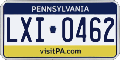 PA license plate LXI0462