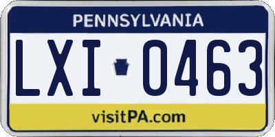 PA license plate LXI0463