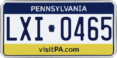 PA license plate LXI0465