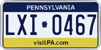 PA license plate LXI0467