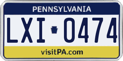 PA license plate LXI0474