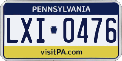 PA license plate LXI0476
