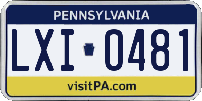 PA license plate LXI0481