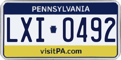 PA license plate LXI0492