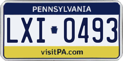 PA license plate LXI0493