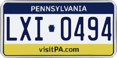 PA license plate LXI0494
