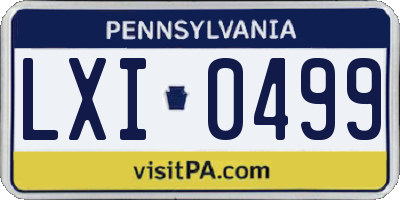 PA license plate LXI0499