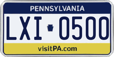 PA license plate LXI0500