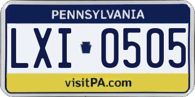 PA license plate LXI0505