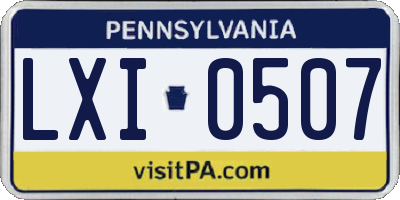 PA license plate LXI0507