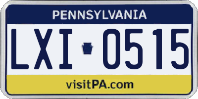PA license plate LXI0515