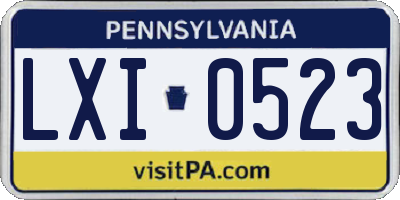 PA license plate LXI0523