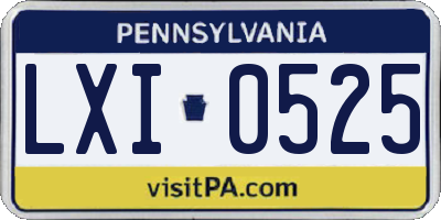 PA license plate LXI0525