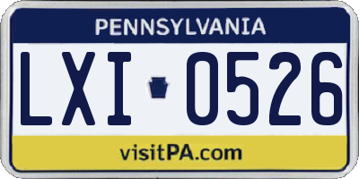 PA license plate LXI0526