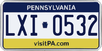 PA license plate LXI0532