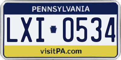 PA license plate LXI0534