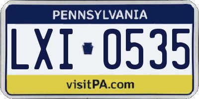 PA license plate LXI0535
