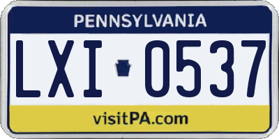 PA license plate LXI0537