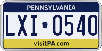 PA license plate LXI0540