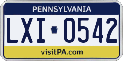 PA license plate LXI0542
