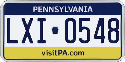 PA license plate LXI0548