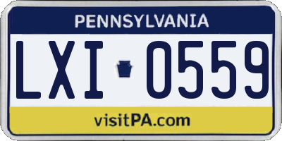 PA license plate LXI0559