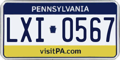 PA license plate LXI0567