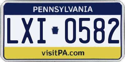 PA license plate LXI0582