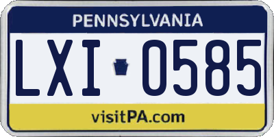 PA license plate LXI0585