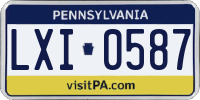 PA license plate LXI0587
