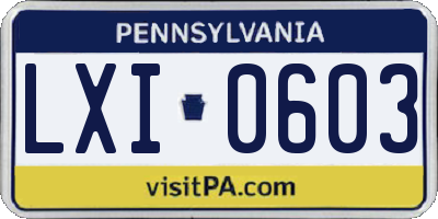 PA license plate LXI0603