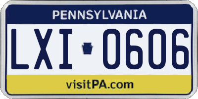 PA license plate LXI0606