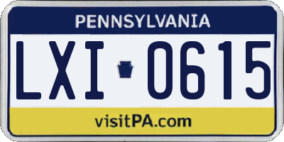 PA license plate LXI0615