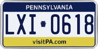 PA license plate LXI0618