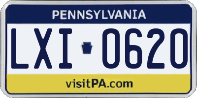PA license plate LXI0620