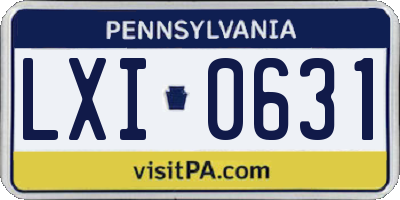 PA license plate LXI0631
