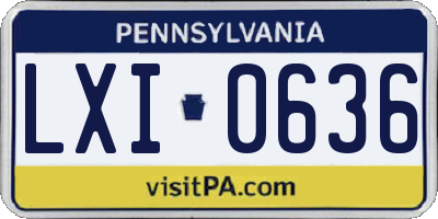 PA license plate LXI0636
