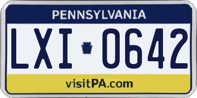 PA license plate LXI0642