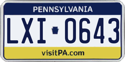 PA license plate LXI0643