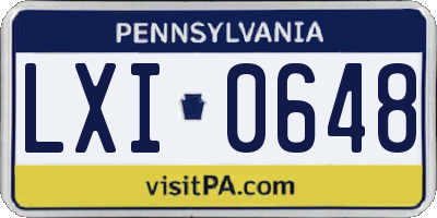 PA license plate LXI0648