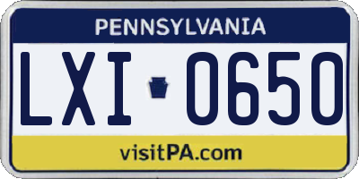 PA license plate LXI0650